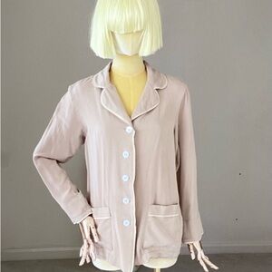 Sleeper Tan Button Closure Pajama Button Down Top SZ XS